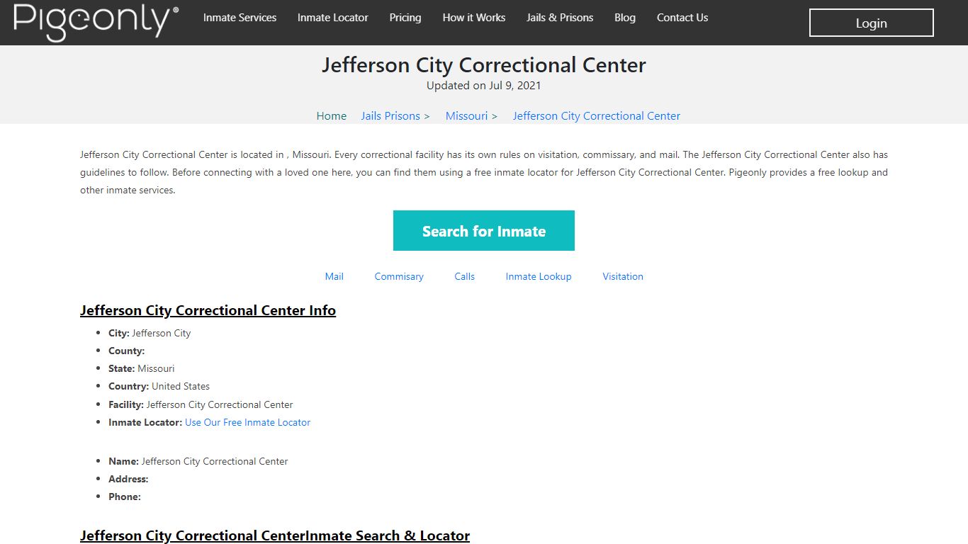 Jefferson City Correctional Center Inmate Lookup | Missouri